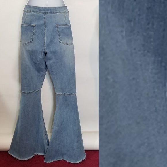 Bell Bottom Wide Leg Medium Wash Jeans - Picture 2 of 8